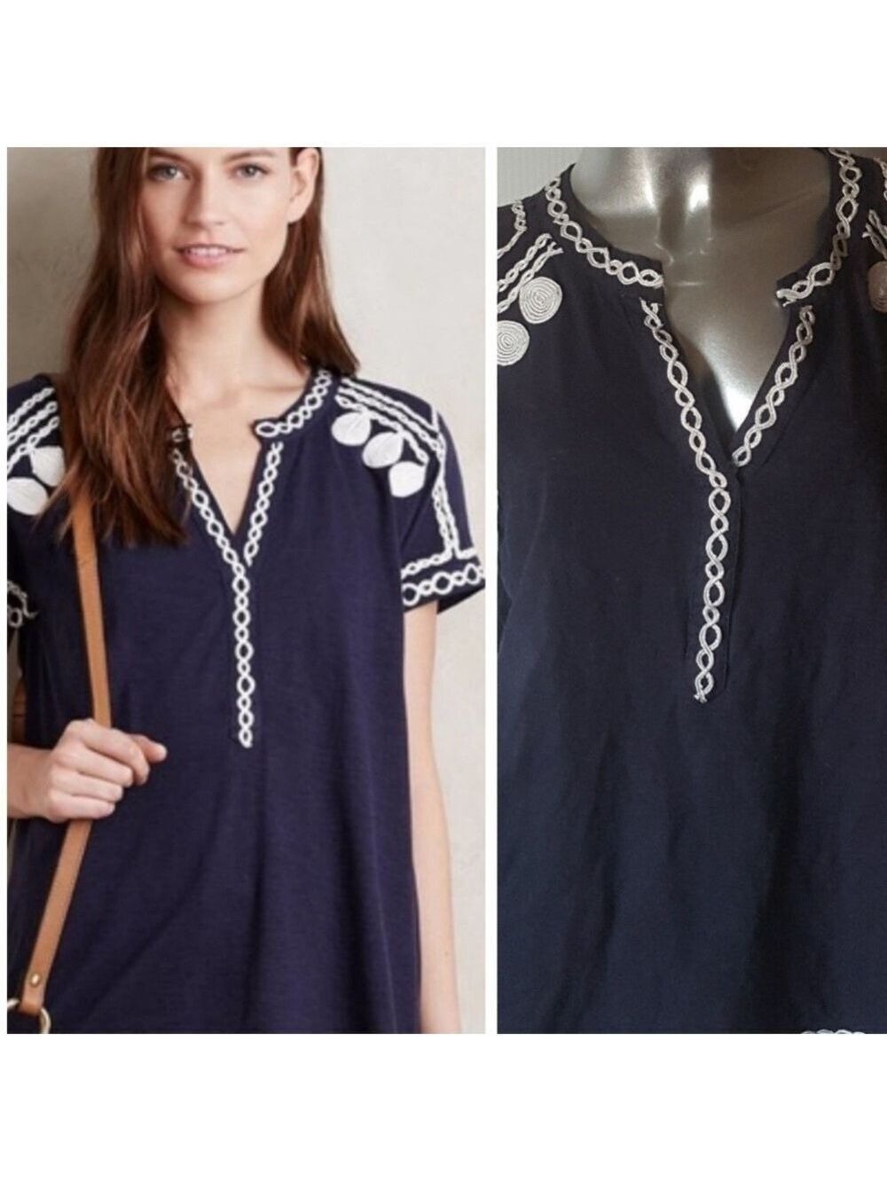 Akemi + Kin Anthropologie Blue Cotton Tunic Top Small